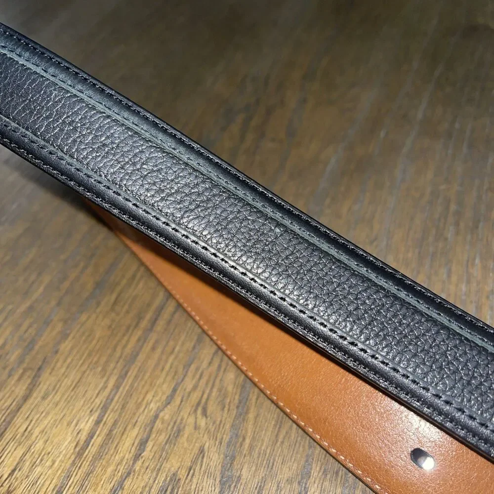 Johnston & Murphy Black Leather Dress Belt Size 40 Silver Buckle